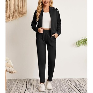 Survêtement décontracté à manches longues pour femme, de haute qualité, pour le quotidien, la gym et les sports de plein air, avec logo personnalisé, en tissu tricoté, fermeture éclair et col montant - Product Image 6