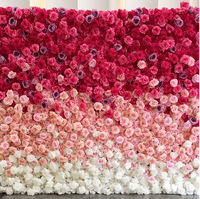 Maßgefertigtes Quadratisches Rosa-Weißes Blumen-Wandpaneel Hintergrund 3D 5D Roll-Reißverschluss Stoff Künstliche Seidenrosen Handgefertigte Hochzeitsdekoration