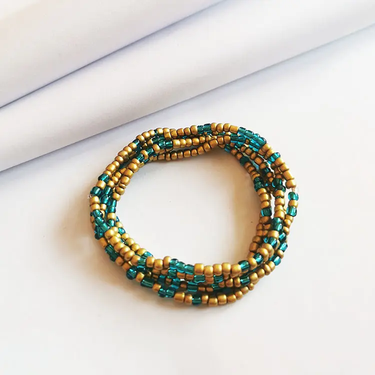 Perline di vita africane di colore all'ingrosso perline a catena multistrato gioielli per Bikini a catena di pancia 40 pollici perline di cristallo a fascia elastica