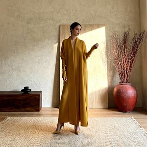 Robe Abaya élégante plissée en polyester imprimé pour femmes musulmanes – Vêtement de soirée de luxe personnalisé en gros - Product Image 2