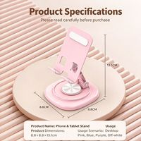Support de téléphone et tablette de bureau couleur macaron 360° °   Support de téléphone portable pliable et rotatif en métal, support de bureau réglable pour la visualisation