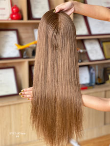 Sur Mesure 20 pouces #4 Brun Couleur 6x6.5 HD Dentelle Femme Cheveux Topper Cheveux Bruts Soyeux Droite Prêt À Expédier Maintenant - Product Image 3