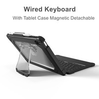 Wired Tablet Keyboard with Protection Case MFi Certified Plug for iPad Magnetic Detachable Rugged TPU Case with Stand