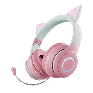 Factory wholesale Fancy Color Cheap fashion foldable pink cat headphones