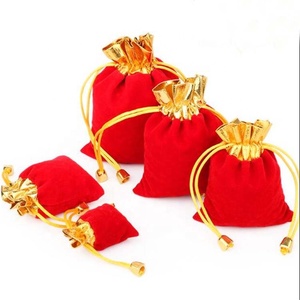 Túi Nhung Màu Đỏ Vàng Túi Dây Rút Trang Sức Túi Đóng Gói Giáng Sinh Kẹo Túi Quà Cưới - Product Image 3