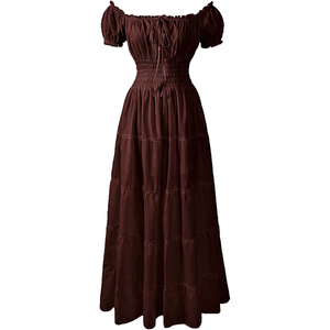 Chemise <span class=keywords><strong>médiévale</strong></span> Renaissance pour femmes, <span class=keywords><strong>robe</strong></span> <span class=keywords><strong>en</strong></span> <span class=keywords><strong>lin</strong></span>, longueur au sol, hauts paysans, décolleté sans col, Costume décontracté durable pour adultes - Product Image 3