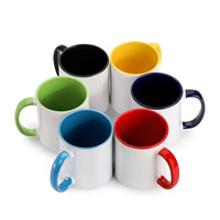 Mug à café en céramique personnalisé avec logo, 350 ml, 11 oz, design moderne avec poignée intérieure de la même couleur, produit de sublimation pour la rentrée scolaire