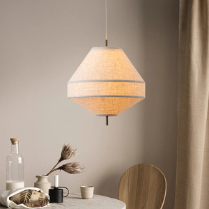 Japanese Wabi Sabi Style Pendant <b>Light</b> 40cm Diameter Warm <b>Light</b> <b>LED</b> E27 Round Fabric Lamp For Living Room <b>Tea</b> Room Bedroom - Product Image 1