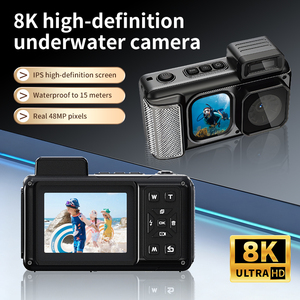 กล้องแอคชั่นกันน้ำ D80 ระดับ IP68 สำหรับถ่ายใต้น้ำลึก 10 เมตร กล้องวิดีโอระดับมืออาชีพ 8K พร้อมหน้าจอและเลนส์คู่ สำหรับการถ่ายภาพ - Product Image 5