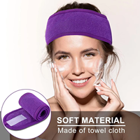 Großhandel: Individuelles Logo Spa Yoga Gesichts-Stirnband aus Frottee, verstellbar mit Klettverschluss, Make-up-Kopfwickel für Gesichtspflege