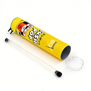 Boîte cylindrique en papier personnalisée pour sushis à emporter, tube en papier avec doublure en aluminium, fond à ouverture facile et compartiment indépendant pour sauce. - Product Image 2