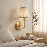 Applique Murale LED Sans Fil à Piles avec Abat-jour Plissé et Variateur Tactile, Livraison Rapide depuis les États-Unis, Idéale pour la Décoration de Chambre d'Hôtel