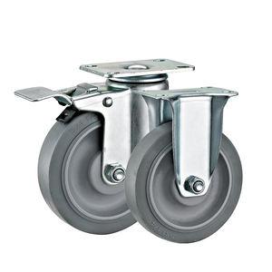 <span class=keywords><strong>3</strong></span> "4" 5 "Médio Dever TPR Rodízio Rodas Giratórias Rodízios De Borracha Industrial Castor Rodas para Mão Trolley - Product Image 3