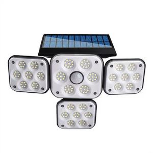 Lampe solaire à détecteur de mouvement extérieure à 4 têtes avec télécommande, étanche, pour jardin, cour, mur, éclairage de chemin - Product Image 1