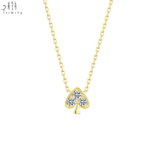 Collar con Colgante de Diamantes Naturales Reales de Oro Sólido de 18K, Diseño Moderno y de Moda, Cadena Ligera con Forma de Traje de As, Novedad en Venta Caliente - Product Image 1
