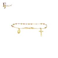 Z54190206 FJ Fallon Bijoux de mode italiens, collier chapelet catholique Vierge de Guadalupe plaqué or 14 carats bicolore