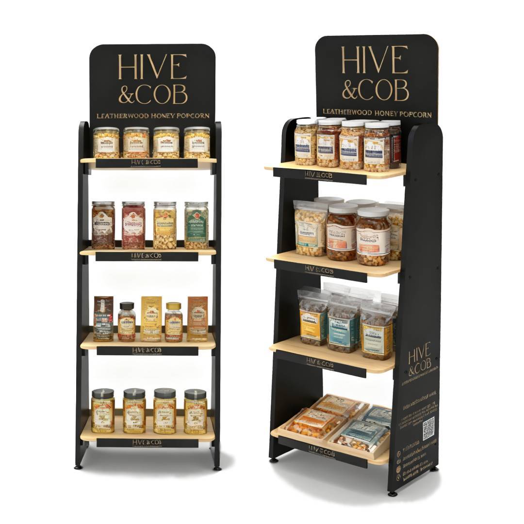 Custom Wooden Easy Assemble Display Rack for Snack & Popcorn Display Stand for Retail for Supermarkets & Retail Stores — view 1