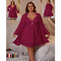 Nouvelle Arrivée 2026 – Ensemble de Lingerie Grande Taille en Dentelle Col V pour Femme, Robe Babydoll Ultra Extensible, Peignoir Transparent Séduisant, Vêtement de Nuit pour Femme