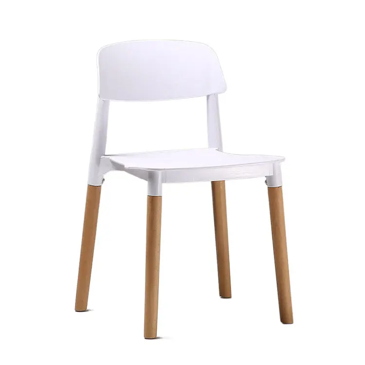 2023 Best Price PP Plastic coffee chair wood legs indoor hotel desk chair