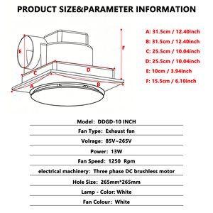Ventilateur <span class=keywords><strong>extracteur</strong></span> électrique blanc en plastique pour <span class=keywords><strong>salle</strong></span> <span class=keywords><strong>de</strong></span> <span class=keywords><strong>bain</strong></span> et cuisine <span class=keywords><strong>avec</strong></span> lumière LED et roulement à billes, à fixation au plafond - Product Image 6