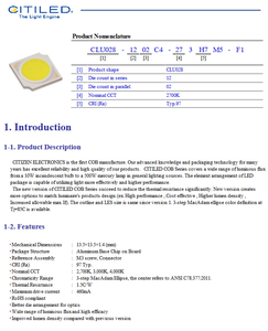 Puce LED COB haute puissance Citizens CLU028-1202C4-303H7M5-F13000k 4000K blanc chaud 97CRI 705LM 34V - Product Image 2