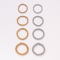 Anneaux en corde élastique de bijouterie fantaisie en gros, non décolorants, plaqués or 18 carats, en acier inoxydable, avec perles pour femmes et hommes