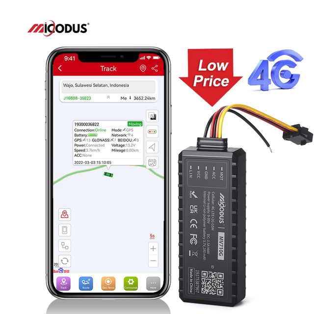 Remote Control MiCODUS MV710G Speed Monitoring Taxi Motorcycle Fleet Management Real Time Gps Tracking Device Car Gps Tracker 4G