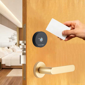 Gold Hot Sell SS304 RFID Hotel Card Door <b>Lock</b> System With Free Management Software Apartment Wooden Handle Smart J03-2 Card Unlo - Product Image 1