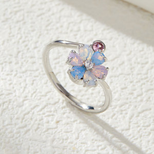 Flower <b>Ring</b> 925 Sterling <b>Silver</b> <b>Adjustable</b> Index Finger <b>Ring</b> Fashionable Gift Jewelry - Product Image 1