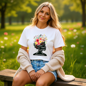 T-Shirt da Donna Unstoppable con Stampa Floreale, 100% Cotone, Girocollo, Vestibilità Regolare, Casual, Primavera-Estate, Design Empowering - Product Image 2