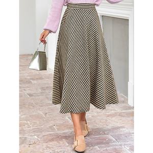 Nouveautés populaires : Jupe écossaise pour femme, jupe trapèze taille haute grande ample pour l'automne et l'hiver, jupe mi-longue rétro - Product Image 3
