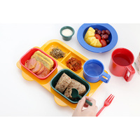 [AWAKEN SENSES] Happy Pop Auto-Set Kinder Essgeschirr 6-teilig Melamin Umweltfreundlich Langlebig Hitzebeständig Hausförmige Teller