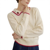 Pull en tricot à revers pour femmes personnalisé Oem & odm fraise fruit broderie câble motif