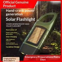 Nouvelle lampe torche solaire à manivelle pour l'extérieur, portable, multifonctionnelle, LED d'urgence, ultra-fine, éclairage puissant
