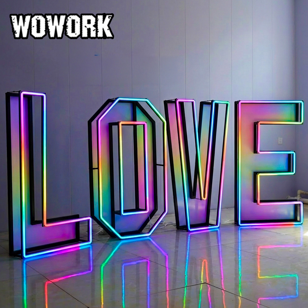 WOWORK RGB Led 4ft Metal Collapsible Foldable Fold up Neon Frame Letter Number Light with for Party Event Festival Decorative · image 1