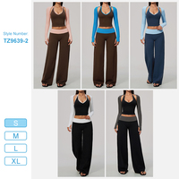 Nouvel ensemble 3 pièces de tenue de yoga style col en V, dos nu, blocs de couleur, taille haute, contrôle du ventre, manches longues