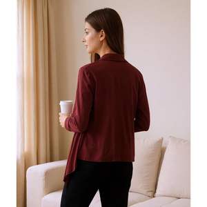 Cardigan personnalisé pour femme à manches longues, ouvert sur le devant, coupe ample, doux et fluide, polyvalent, hauts de détente en bambou pour femme - Product Image 4