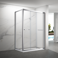 Cabine de douche rectangulaire moderne et minimaliste à trois côtés coulissants avec cadre en aluminium, fabrication chinoise
