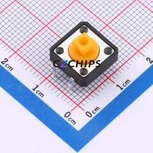 HX B3F-4055-Y Tactile Switch Through hole-4P,11.8x11.8mm Switch Single Pole Single Throw Square Button 2.5N Through Hole - Product Image 1