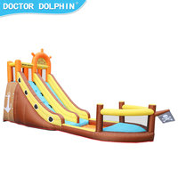 Doctor Dolphin Château gonflable aquatique avec toboggan, thème bateau pirate, fabriqué en Chine, 420D+840D