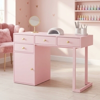 Table de Manucure Professionnelle avec Tiroirs de Rangement, Poste de Travail pour Technicien(ne) Ongulaire, Station de Maquillage, Équipement Moderne en Bois pour Salon de Manucure