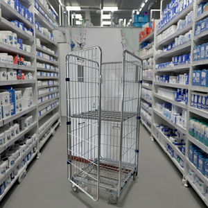 <span class=keywords><strong>Cage</strong></span> de stockage en acier assemblée à quatre roues avec plateforme de personnalisation OEM, conception de conteneur à roulettes - Product Image 4