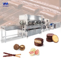Ligne de production de mini-enrobeuses pour biscuits, gaufrettes chinoises, fruits secs et chocolat, avec système de refroidissement, à vendre