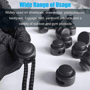 <strong>Supplier</strong> Black Plastic Two Holes Cord <strong>Lock</strong> <strong>Draw</strong> Cord <strong>Stopper</strong> Spring Leather Cord <strong>Stopper</strong> - Product Image 6