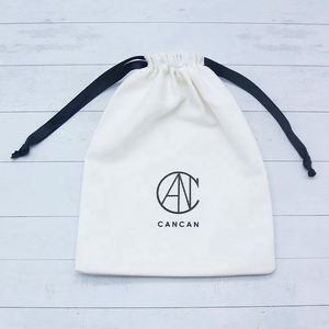 <b>Drawstring</b> Gift <b>Pouch</b> Organic White Cotton Canvas Bracelet Bag Custom Logo Printed Canvas Screen Printing Security Craft Bags - Product Image 4