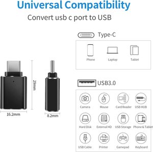Convertidor <span class=keywords><strong>USB</strong></span> <span class=keywords><strong>C</strong></span> a aleación de aluminio con luz LED azul para dispositivo tipo <span class=keywords><strong>C</strong></span> Adaptador <span class=keywords><strong>USB</strong></span> <span class=keywords><strong>C</strong></span> a <span class=keywords><strong>USB</strong></span> 3,0 OTG - Product Image 2