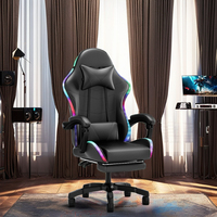 Chaise de Gamer Racer avec lumières LED colorées de haute qualité, repose-pieds et fonction de massage en option, bande lumineuse RGB