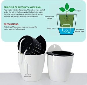 Yimyicai — Pots <span class=keywords><strong>de</strong></span> fleurs en plastique suspendus, pour arrosage automatique <span class=keywords><strong>de</strong></span> plantes, fleurs paresseuses, suspendus au mur - Product Image 3