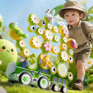 Jouets de construction en plastique pour enfants, train électrique créatif à assembler soi-même, avec engrenages rotatifs pour jardin, pour l'éducation musicale et STEM - Product Image 2