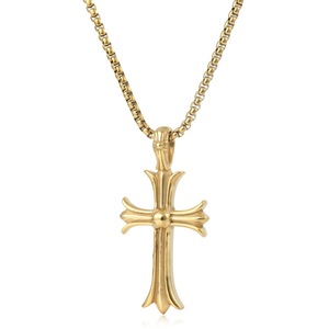 yunnique <b>Cross</b> Pendant Necklace Gold Tone Zinc Alloy Pave Setting Crystal Inlay 60cm <b>Chain</b> Unisex Fashion Jewelry - Product Image 3